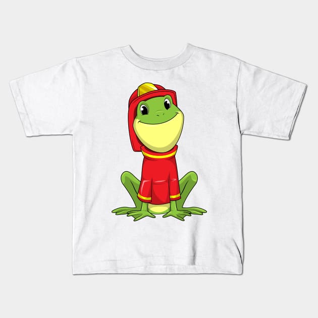 Frog as Firefighter with Helmet Kids T-Shirt by Markus Schnabel